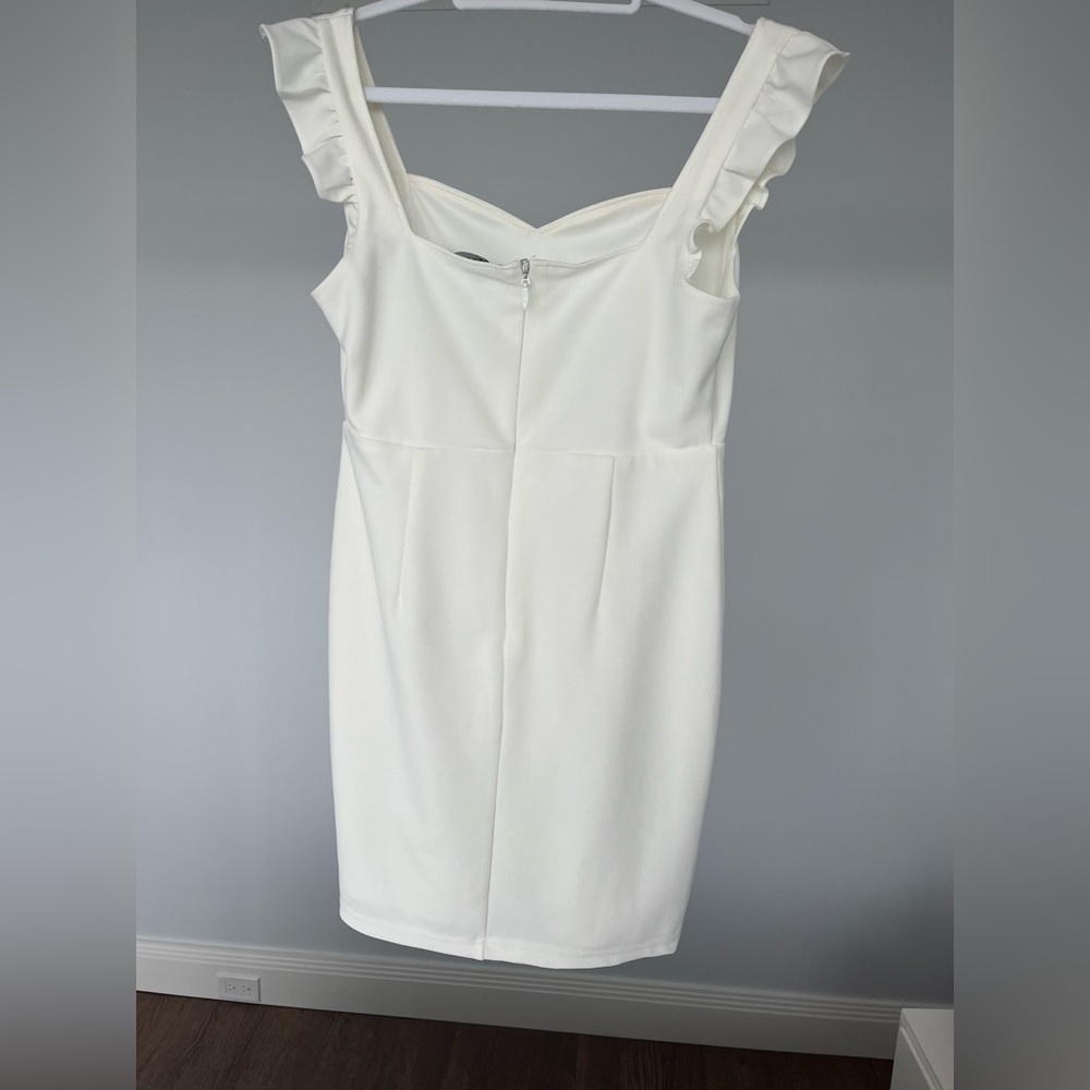 Lulus White Ruffle Bodycon Dress! - Picture 2 of 3